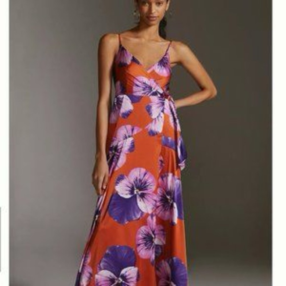 Anthropologie hutch Alden maxi satin floral dress, BNWT, XL, $230, summer maxi